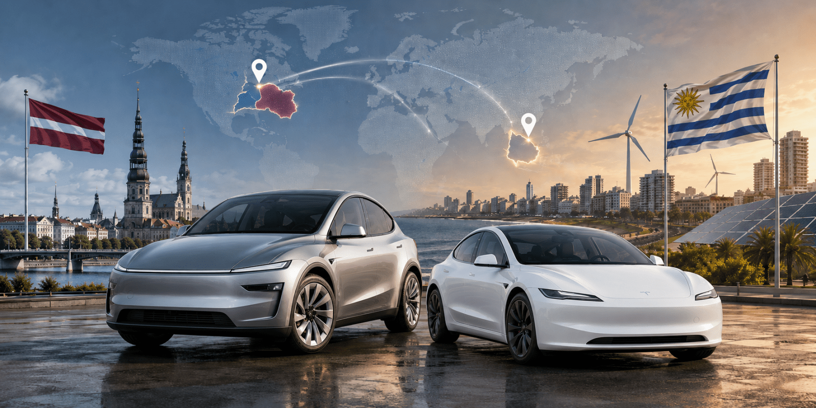 Tesla Latvia and Urugay launches