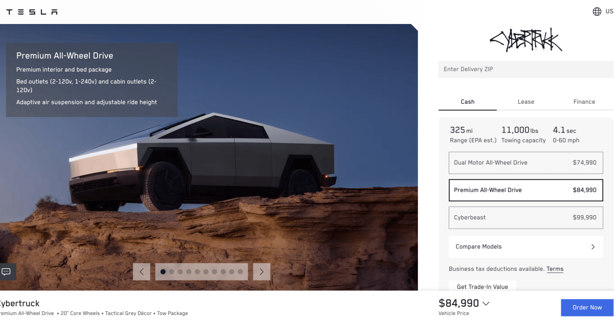 Tesla's Cybertruck Sales Remain Low Despite Introduction of Cheaper Model