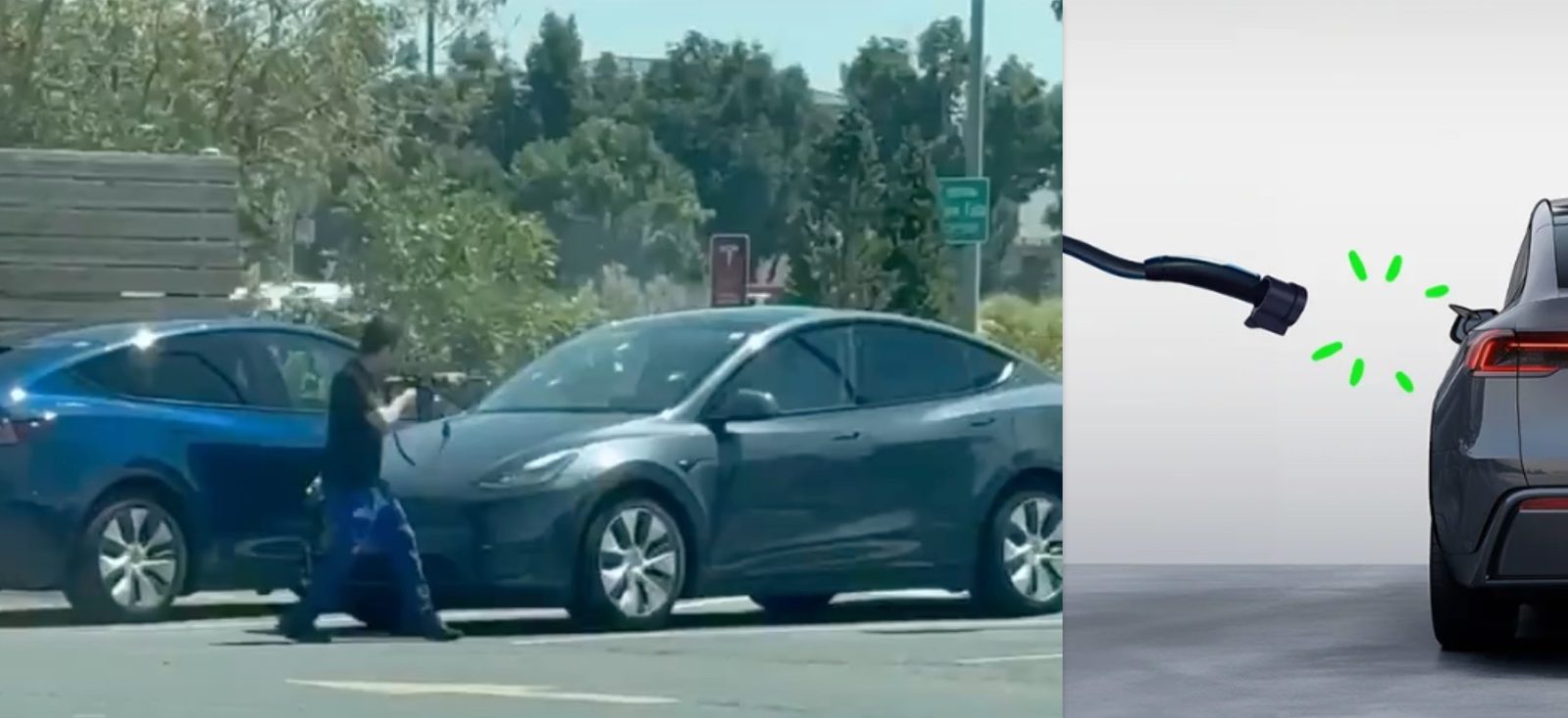 Tesla Supercharger shooting evject