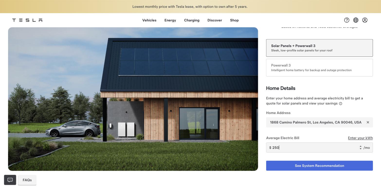 Tesla solar design tool