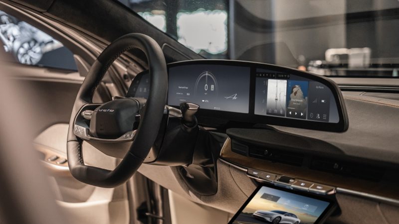 Lucid Air UX 3.0 Cockpit Panel with swipeable cards