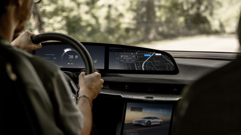 Lucid Air UX 3.0 dual-screen navigation