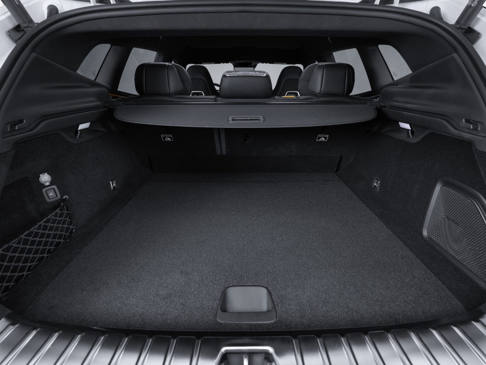 Polestar 4 SUV rear cargo compartment with the rear seats folded