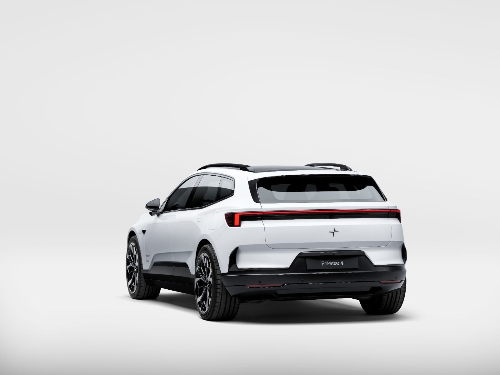Polestar 4 SUV rear studio view showing its new rear window