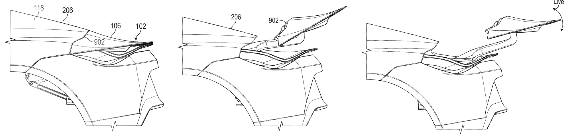 Tesla rear wing patent FIG. 7 deployment sequence
