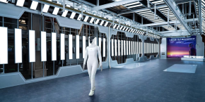 XPeng IRON humanoid robot walking down the production line