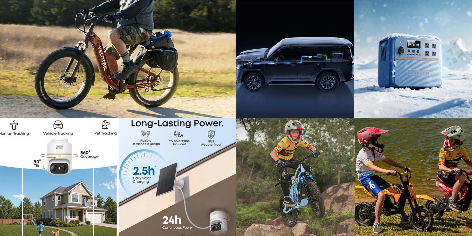 Velotric Nomad 2 e-bisiklet + ÜCRETSİZ 550 $ ekstra pil, Bluetti 900Wh alternatör şarj cihazı paketi, Hiboy çocuklar için elektrikli arazi bisikletleri, daha fazlası