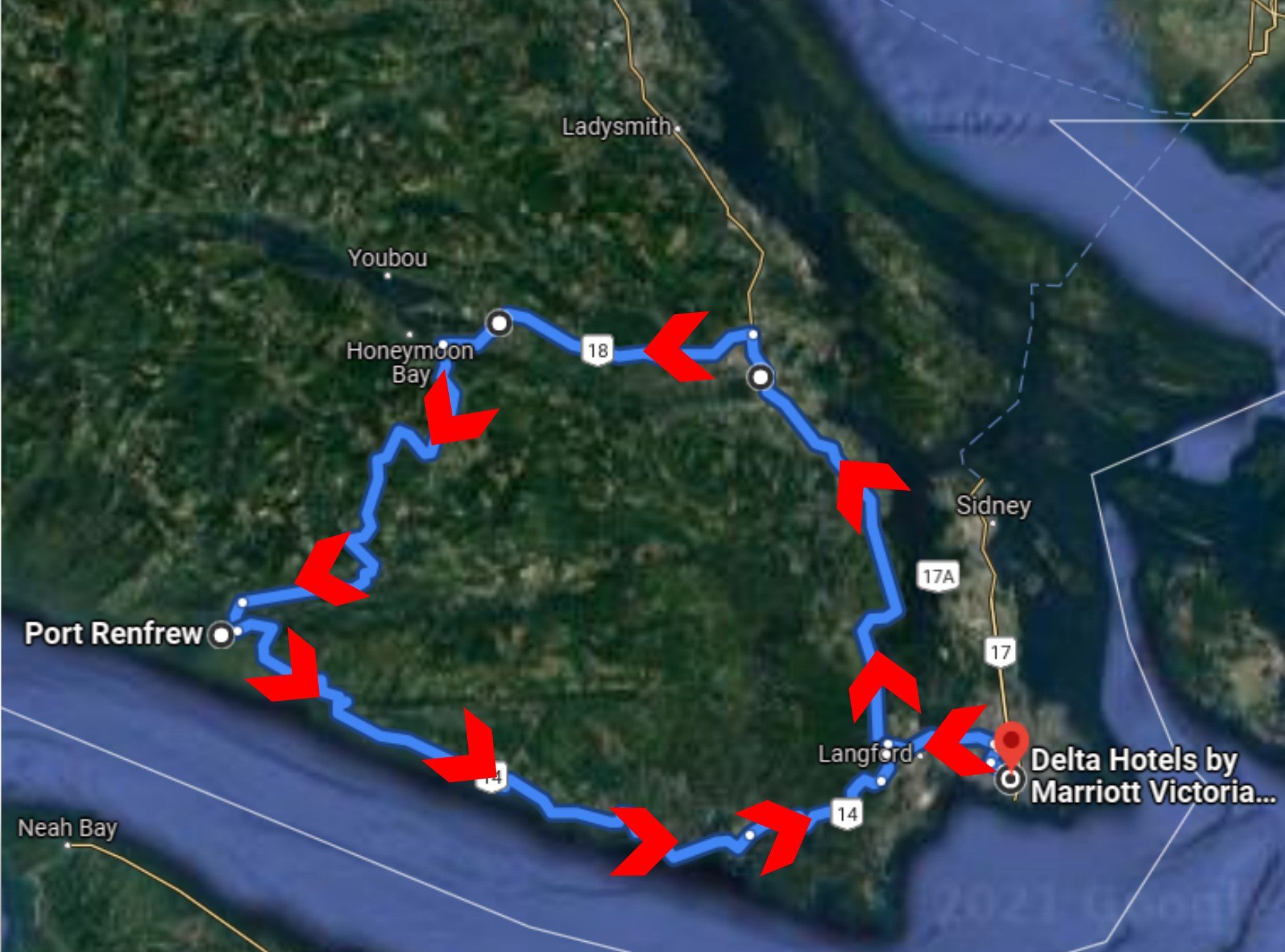 Kia EV3 first drive route on Vancouver Island