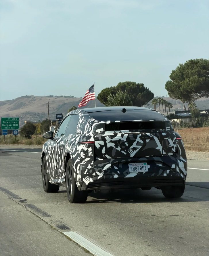 Lucid Cosmos prototype rear view on US-101 in Morgan Hill, California