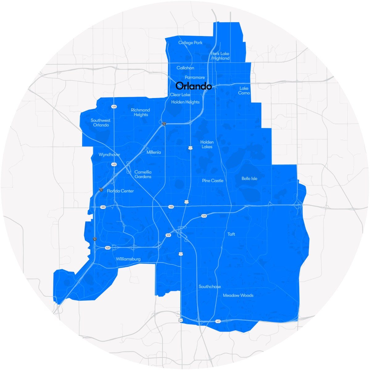 Waymo Orlando service area map with expanded east side